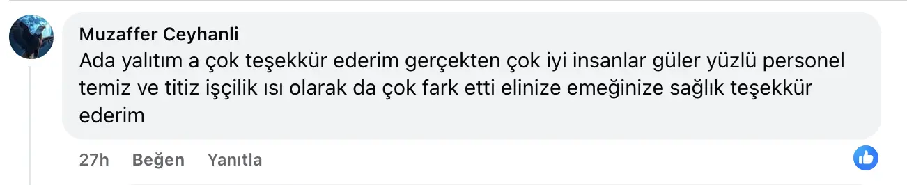 Müşteri referansı - Facebook yorum 4