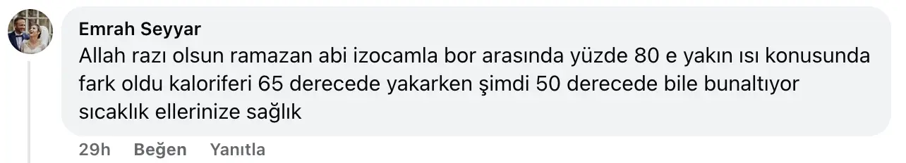 Müşteri referansı - Facebook yorum 5